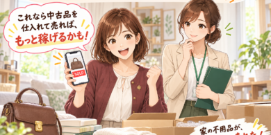 家の不用品が売れて喜ぶ紅葉ちゃんと、隣で話を聞くオリーブちゃん。紅葉ちゃんは中古品を仕入れて売る副業を思いつきます。