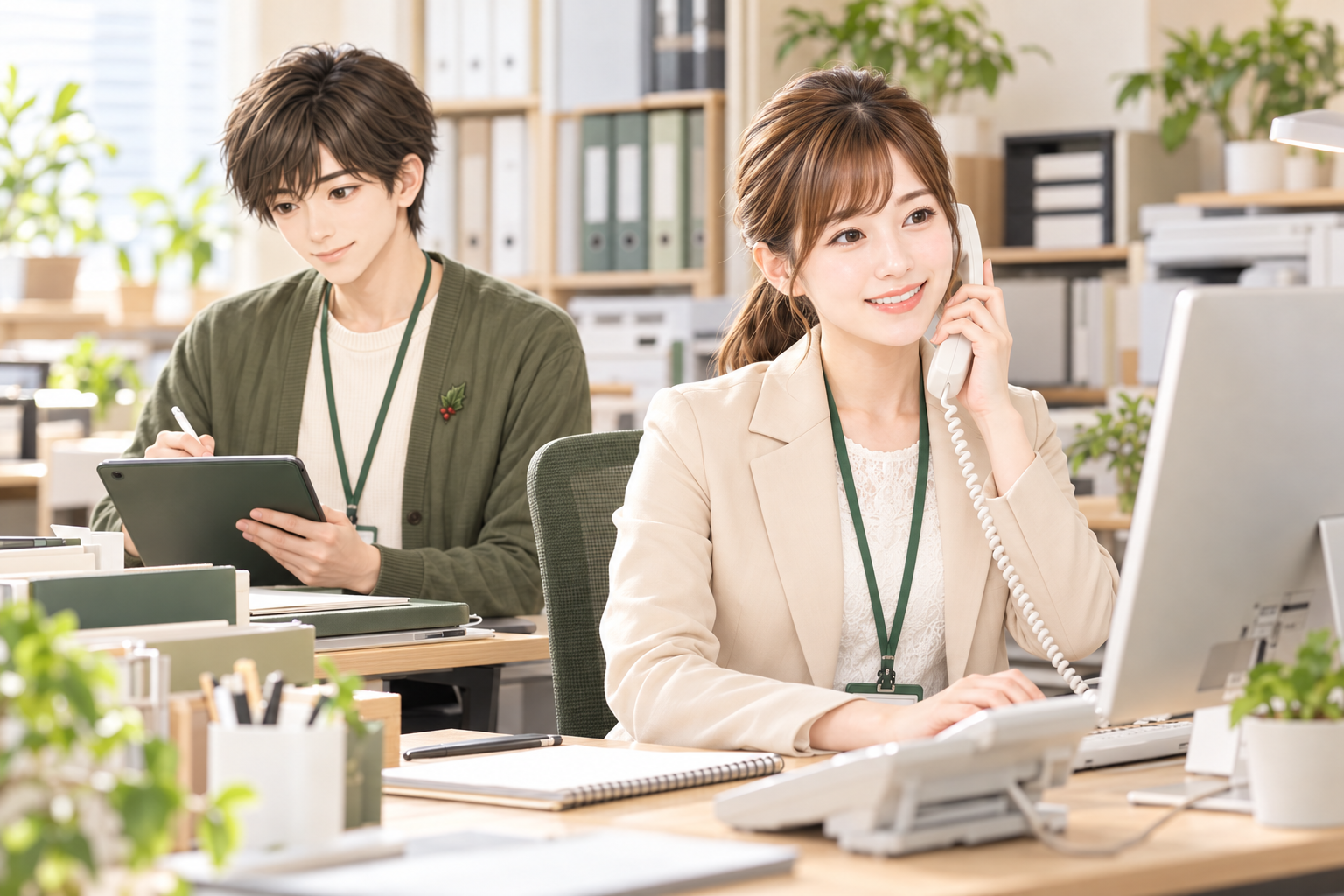 電話やお問い合わせフォームからのご相談を受け付ける様子
