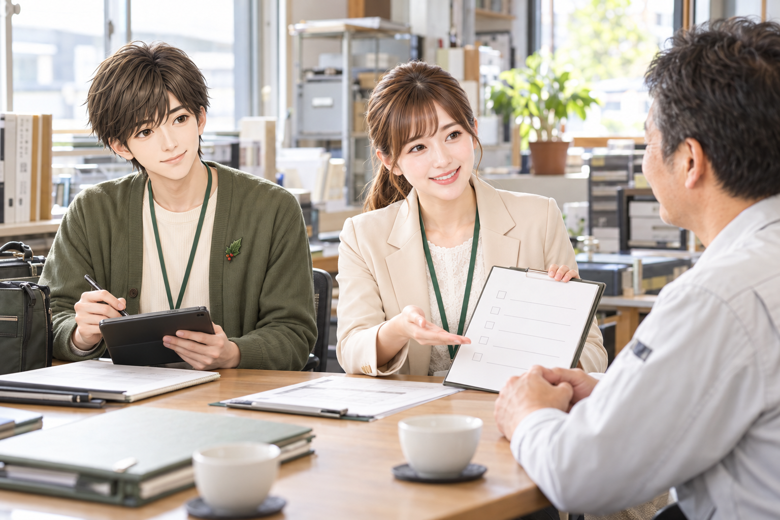 お客様の事業所を訪問してお打合せをする様子